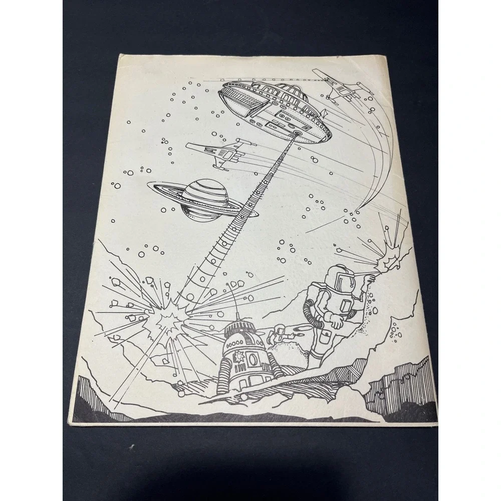 Vintage Duo-Tang Scribbler Portfolio 57460 Sci-Fi Space Battle Folder 12x9.5